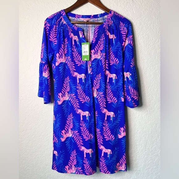 Lilly Pulitzer NWT Tiegen Purple and Pink Animal Print Dress Size XS - Picture 2 of 13